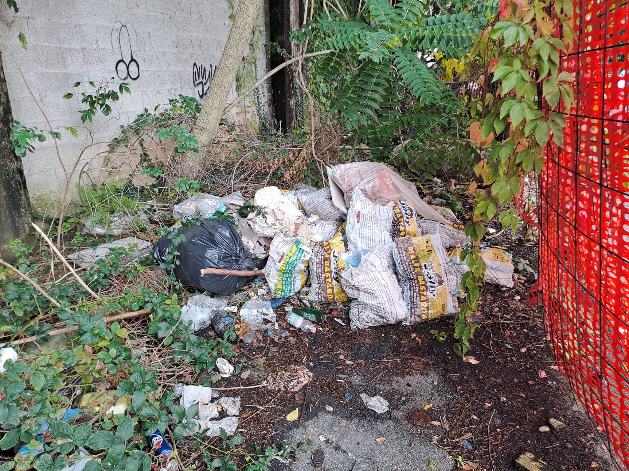 Rifiuti abbandonati a Rho vicino all'Unes